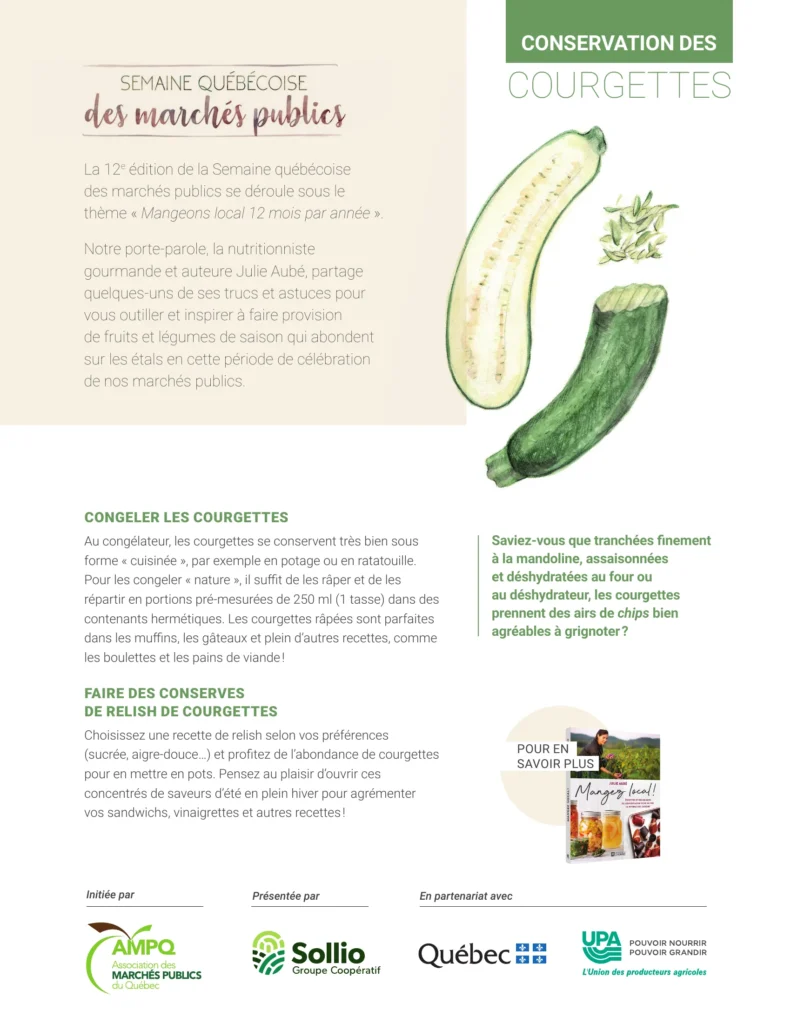 Affiche conservation des courgettes et marchés publics