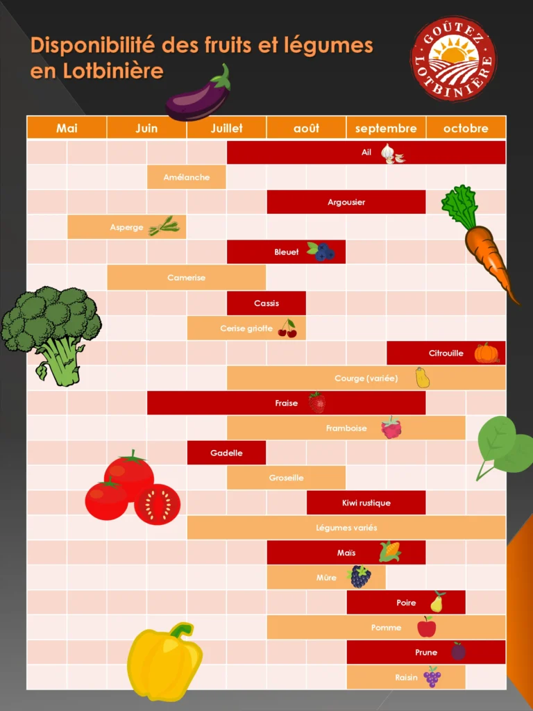 Calendrier saisonnier des fruits et légumes en Lotbinière