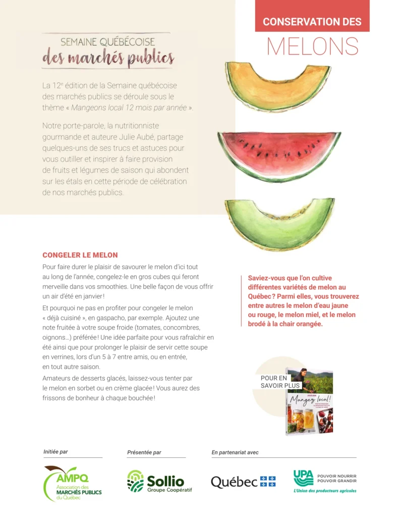 Affiche conservation melons Semaine québécoise marchés publics