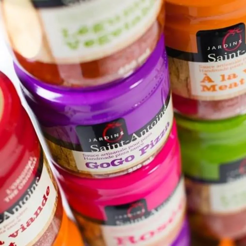Bocaux de sauces artisanales colorées Saint-Antoine